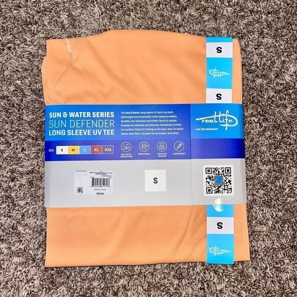 REEL LIFE Sun Defender Long Sleeve Tee in Apricot Size Small NEW - Picture 6 of 9